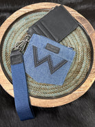 Wrangler logo "W" Embroidered Dual Pouch Wristlet ~ Black - Henderson's Western Store