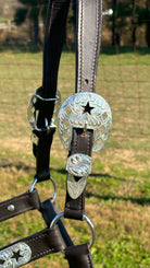 Dark Leather Show Halter ~ Stars & Diamonds - Henderson's Western Store
