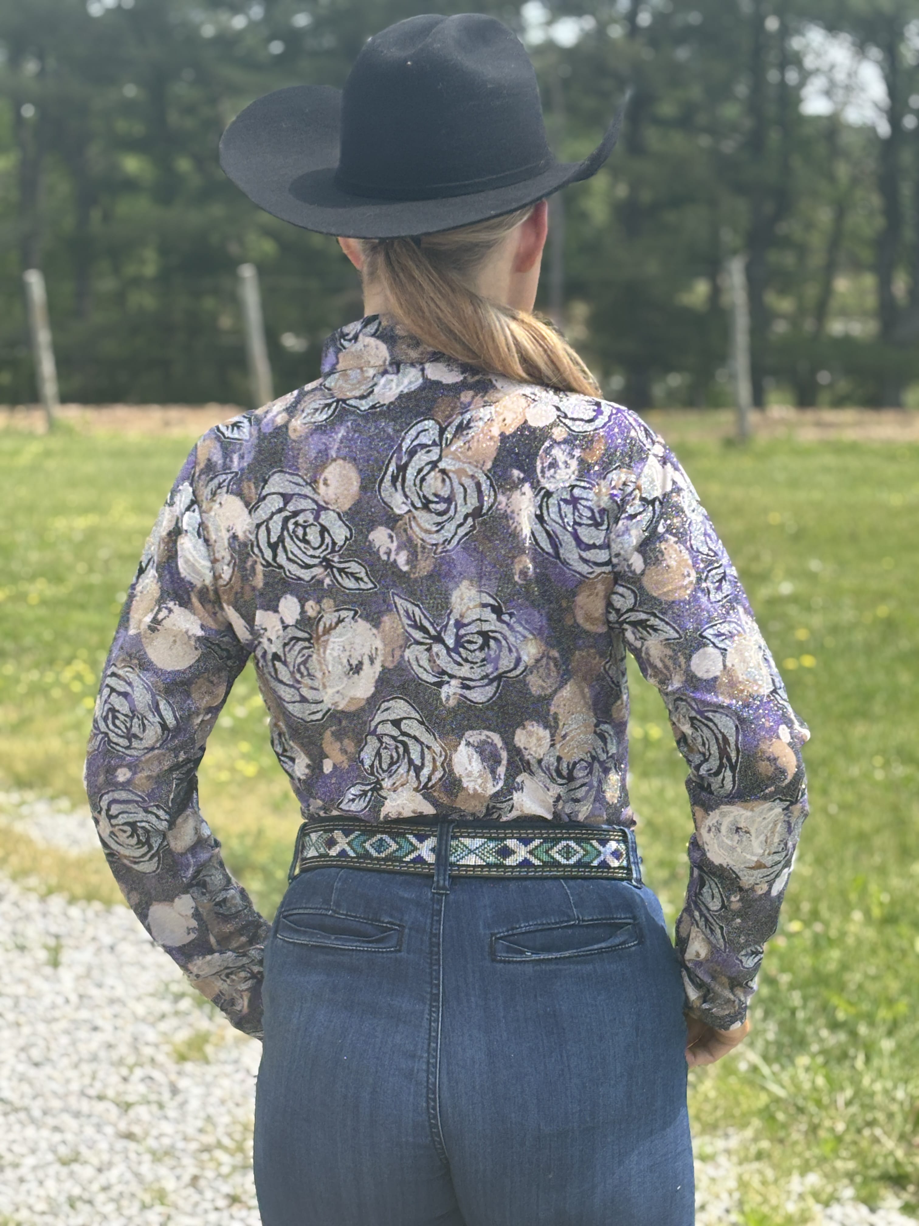 Purple Floral Front Zip Show Shirt - Henderson's Western Store
