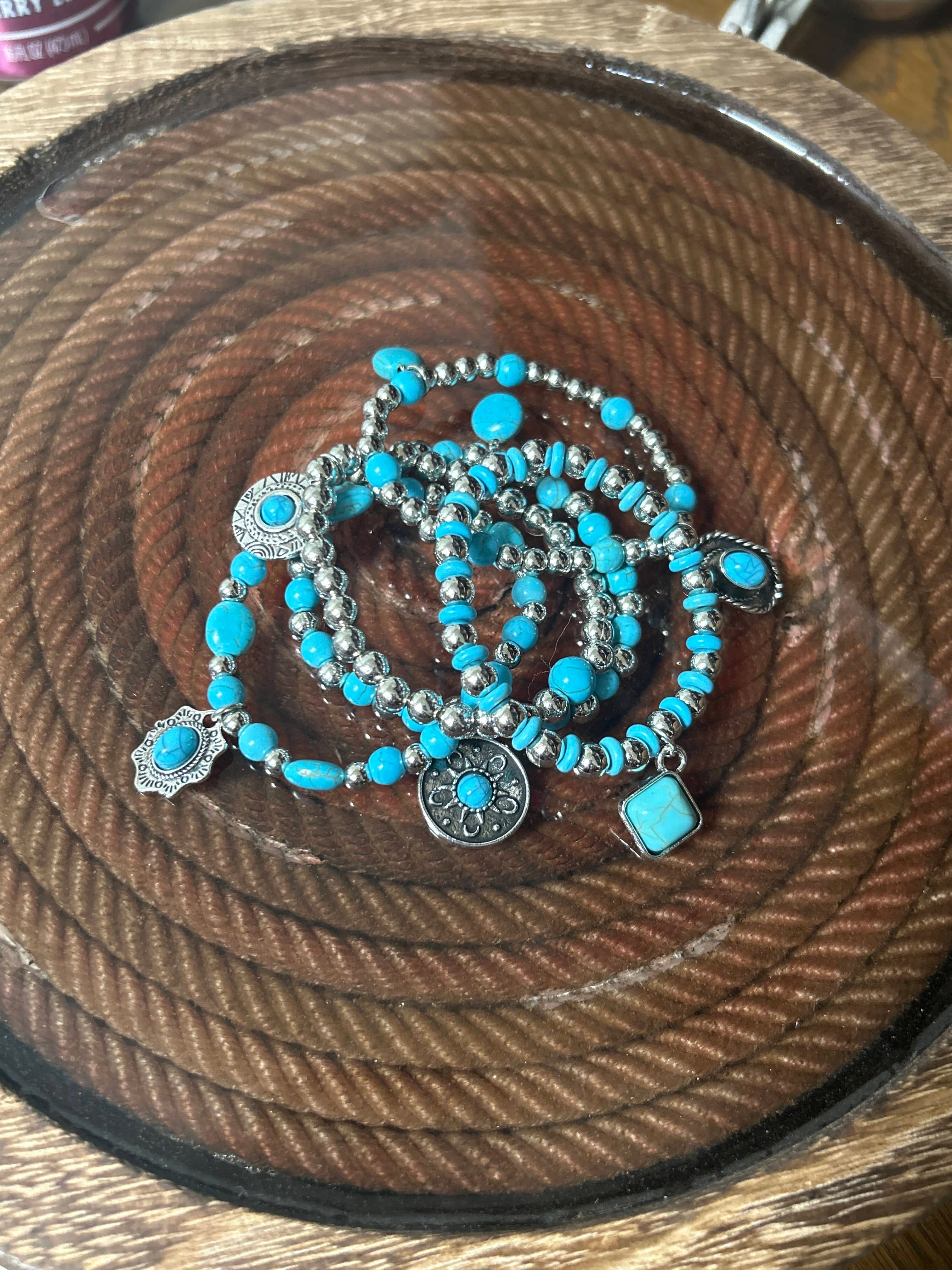 Turquoise Stretch Charm Bracelet - Henderson's Western Store