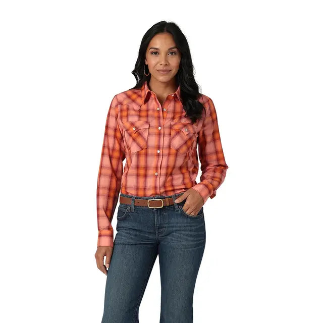 Wrangler Essential Plaid ~ Coral - Henderson's Western Store