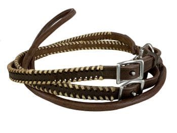 Leather Rawhide Whip Stitch Roping Reins - Henderson's Western Store