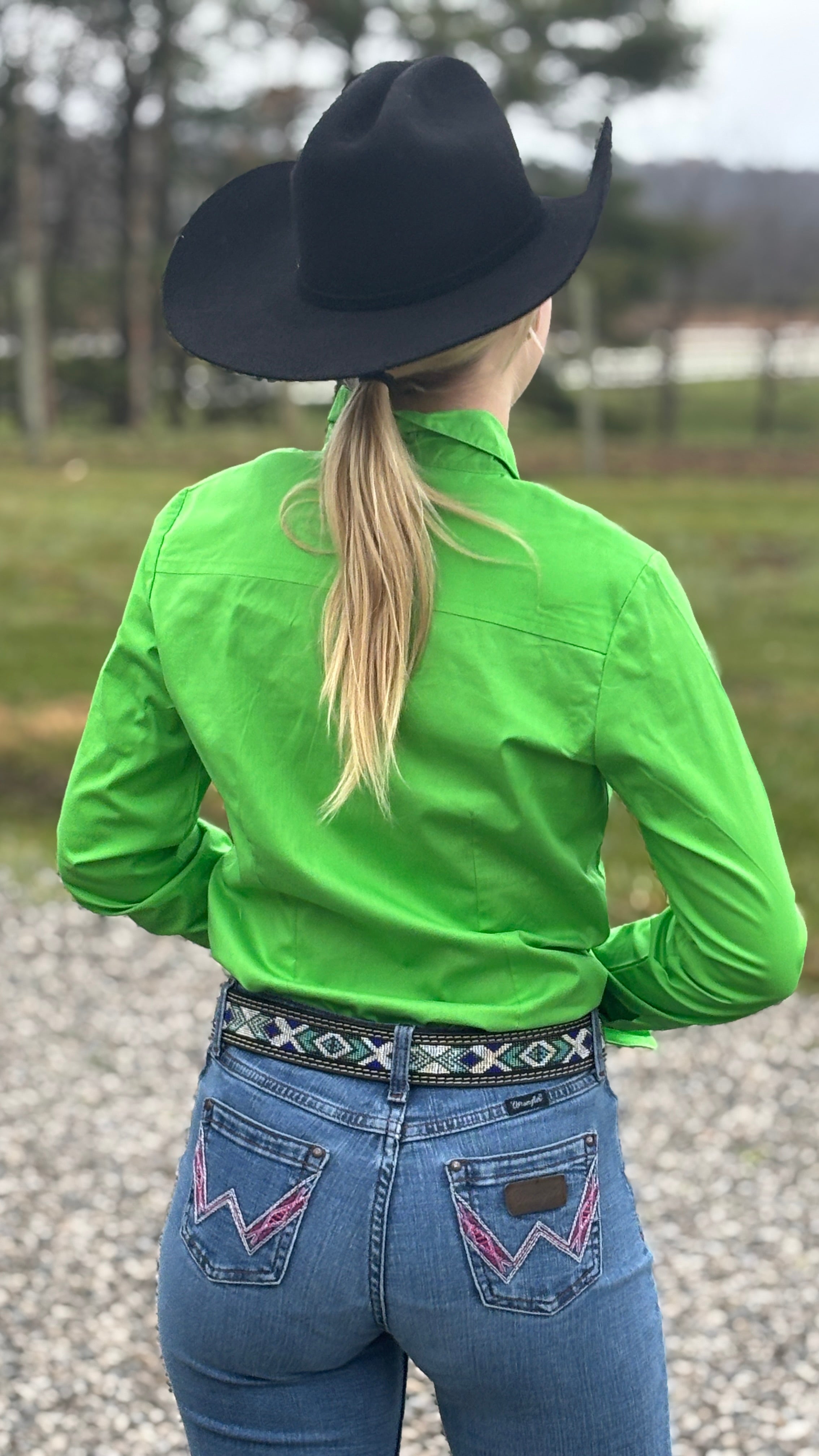 Solid Button Down Shirts ~ Lime - Henderson's Western Store