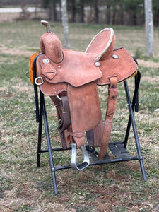 Load image into Gallery viewer, Sheridan Roughout Barrel Saddle