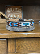 Leather Beaded Inlay Belt~White - Henderson's Western Store