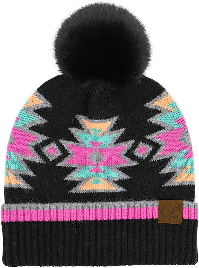 C.C Soft Southwest Beanie ~ Black/Pink - Henderson's Western Store