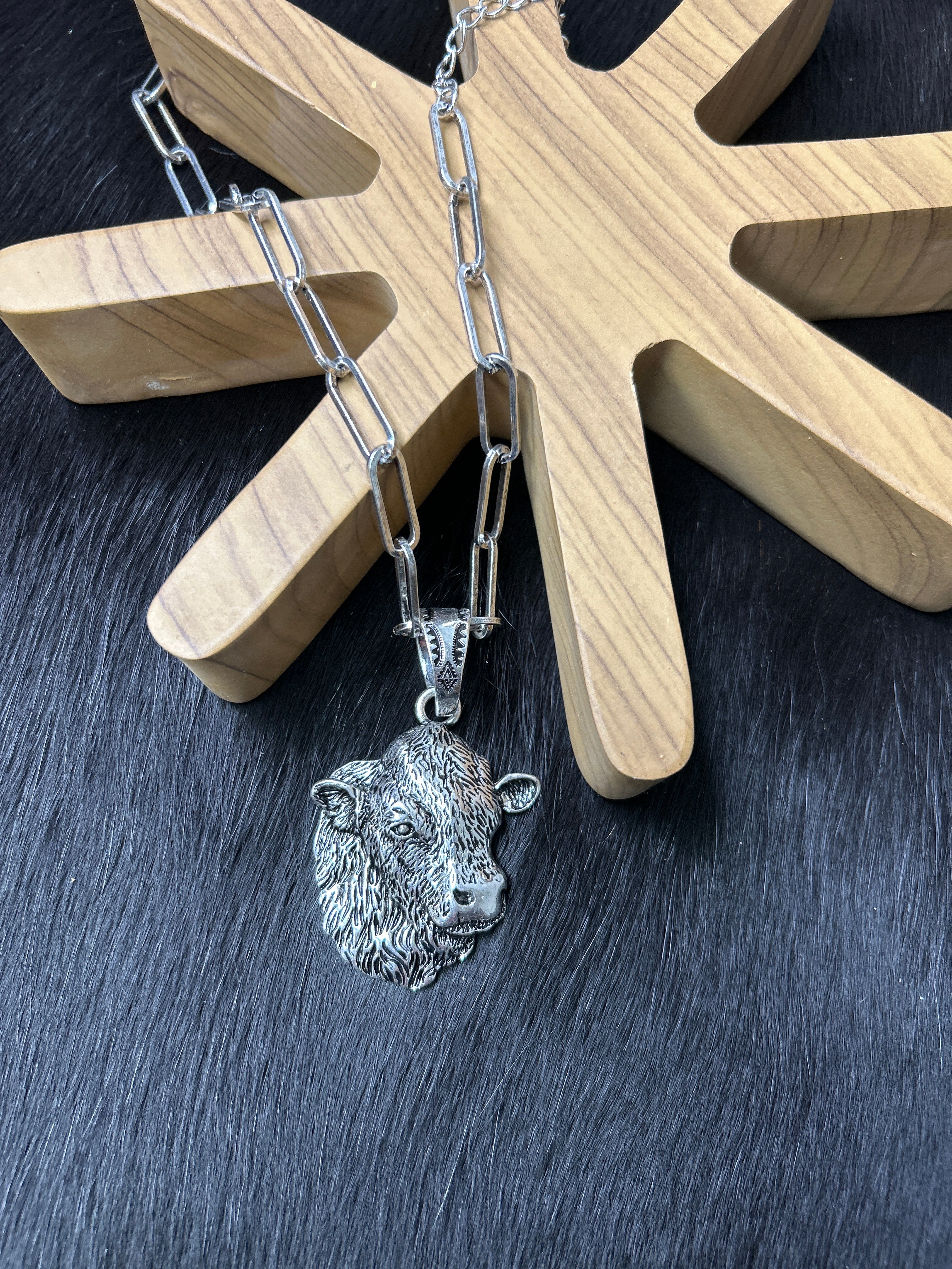 Western Cow Head Pendant Necklace - Henderson's Western Store