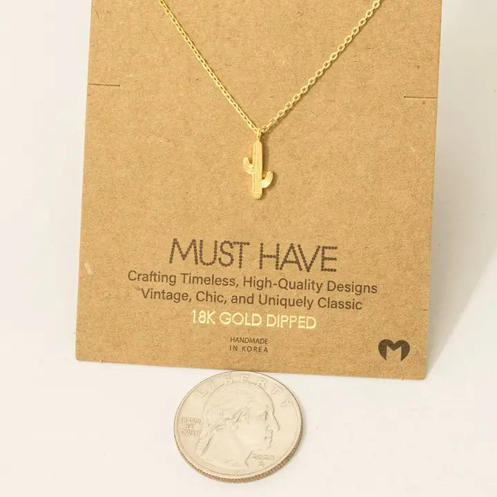 Dainty Cactus Pendant Necklace - Henderson's Western Store