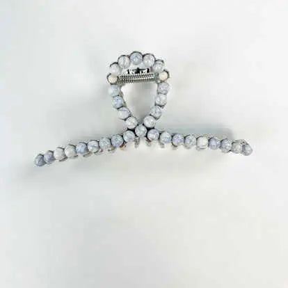 White Stone Metal Claw Clip - Henderson's Western Store