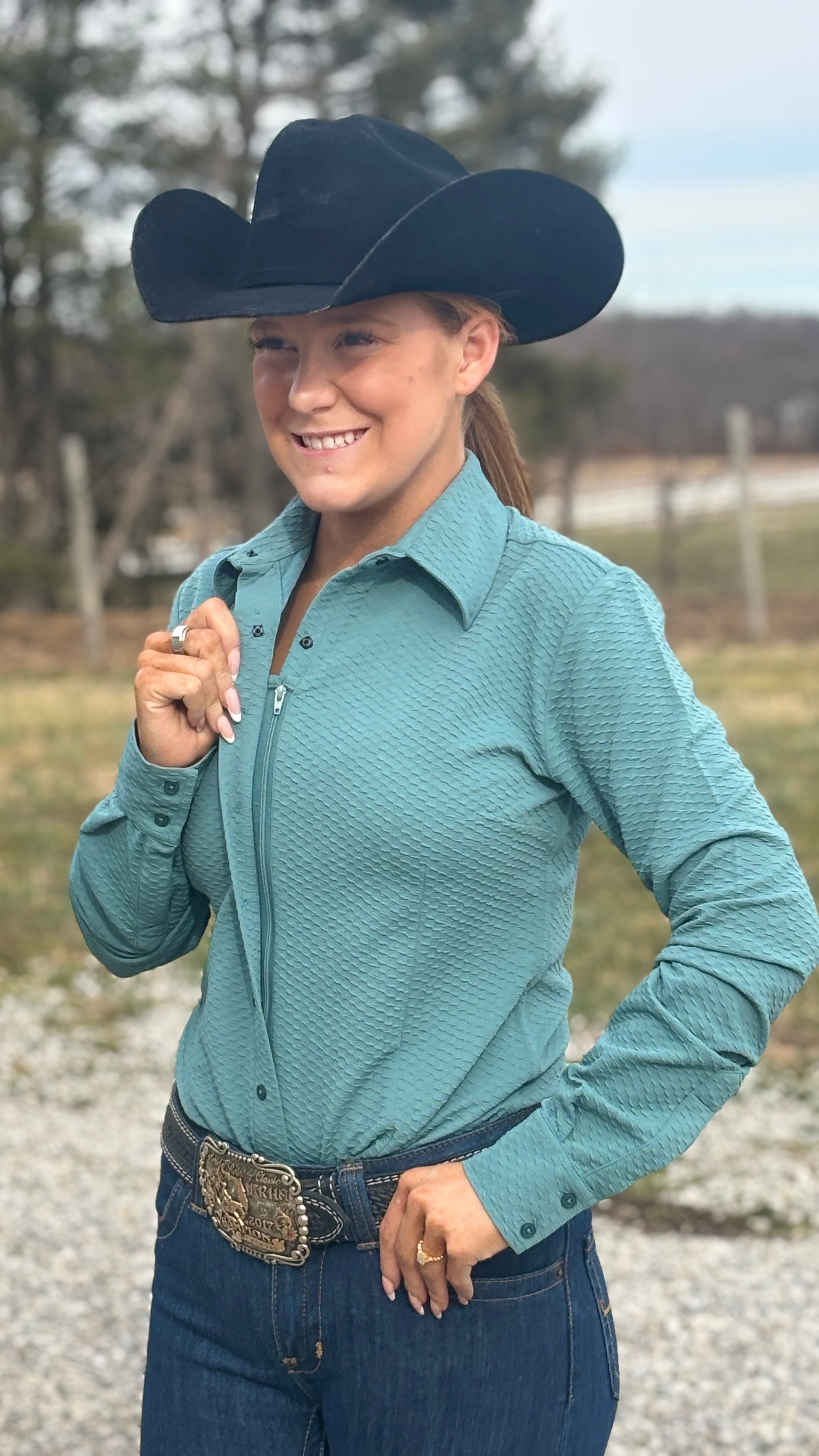 Sage Glow Dobby Poly Shirt - Henderson's Western Store