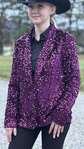 Load image into Gallery viewer, All Over Sequin Blazer ~ Plum