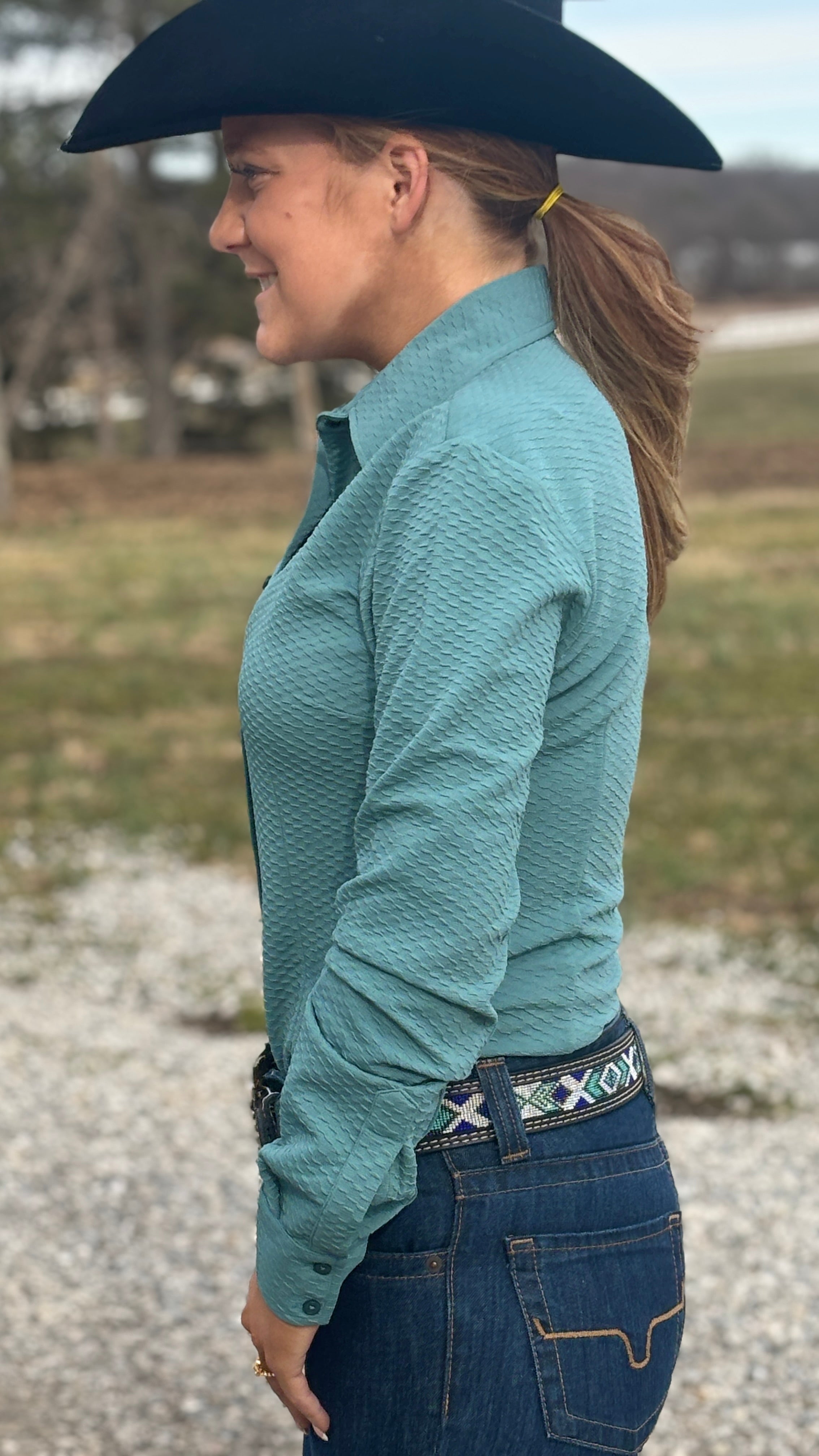 Sage Glow Dobby Poly Shirt - Henderson's Western Store