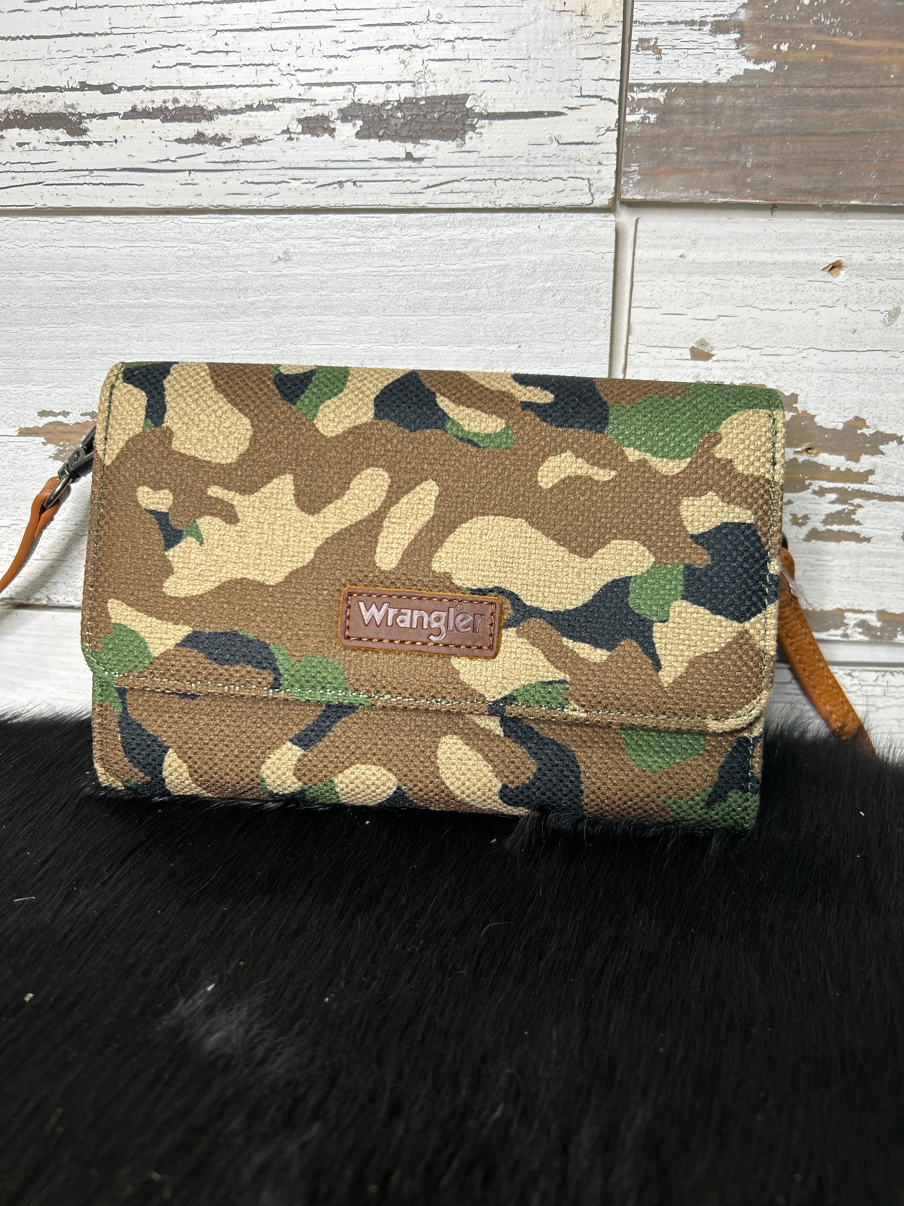 Wrangler Camo Print Canvas Clutch/Crossbody - Green - Henderson's Western Store