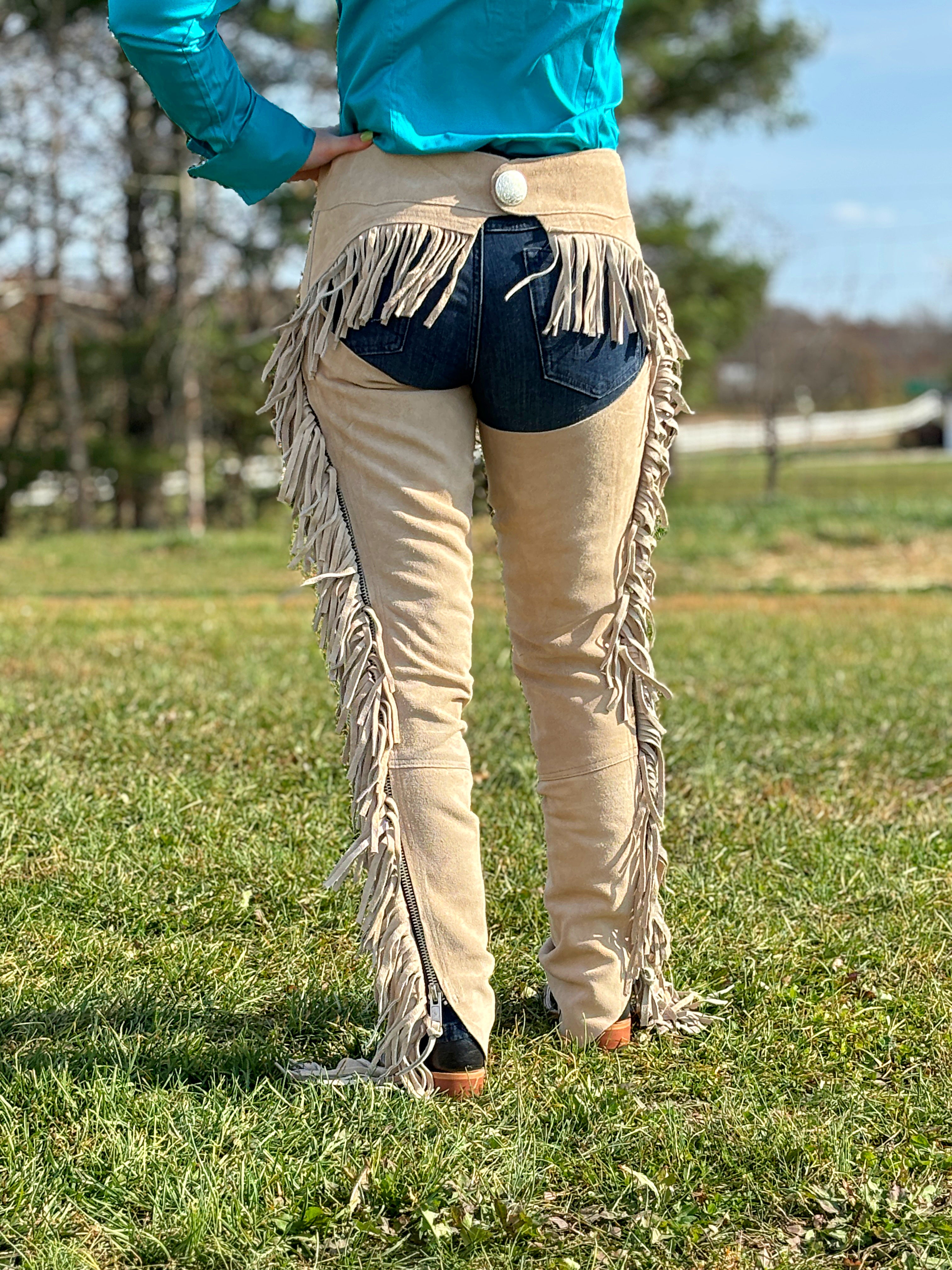 Suede Equitation Chaps ~ Sand - Henderson's Western Store