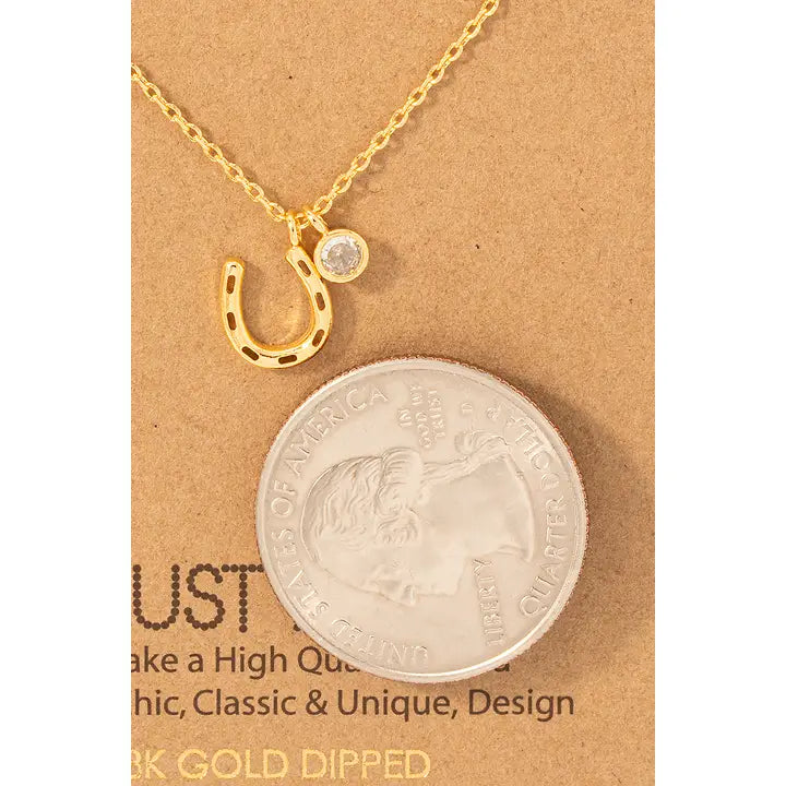 Dainty Dipped Horse Shoe W/Charm Necklace - Henderson's Western Store