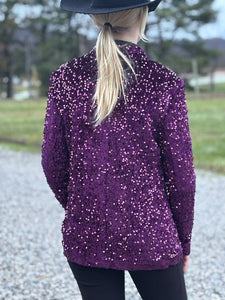 Load image into Gallery viewer, All Over Sequin Blazer ~ Plum