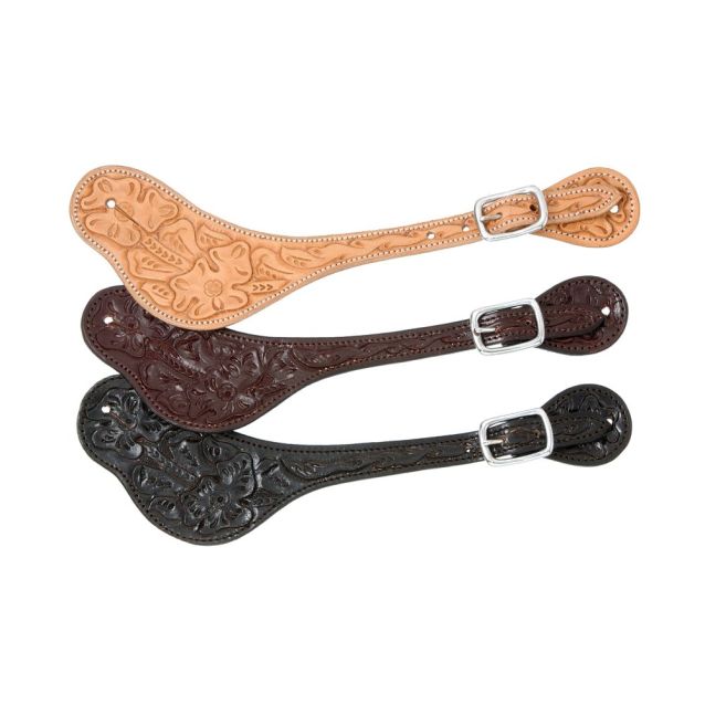 Floral Tooled Spur Strap - Henderson's Western Store
