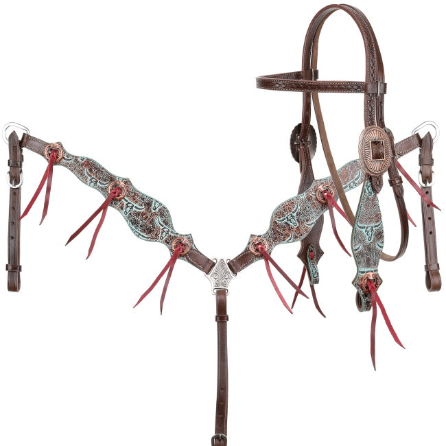 Weathered Steer Headstall Set - Henderson's Western Store