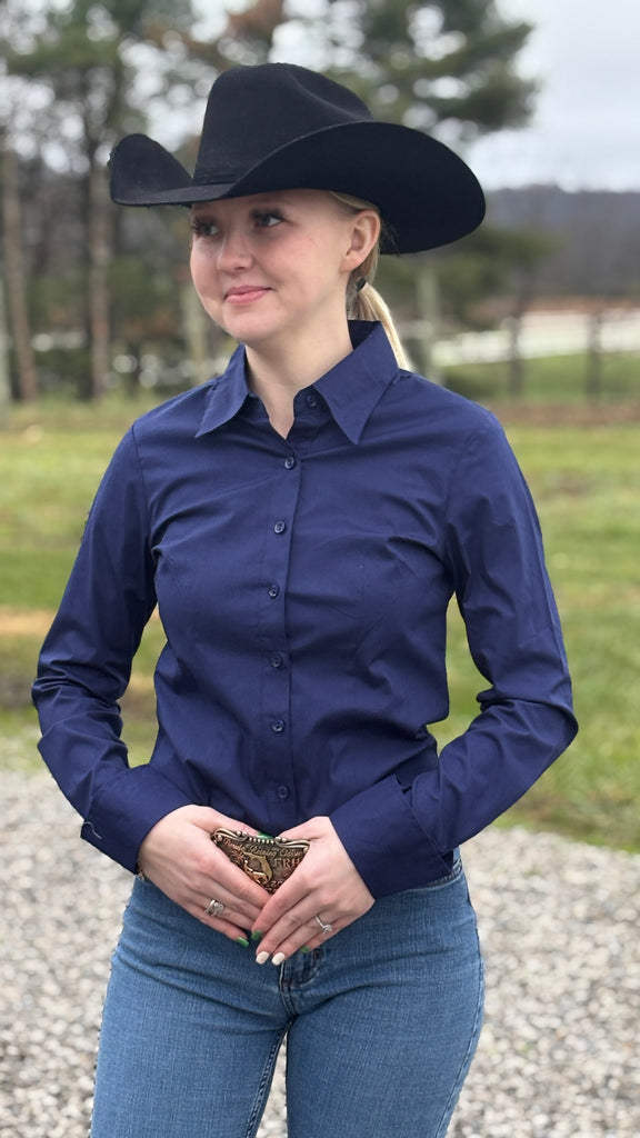 Solid Button Down Shirts ~ Navy