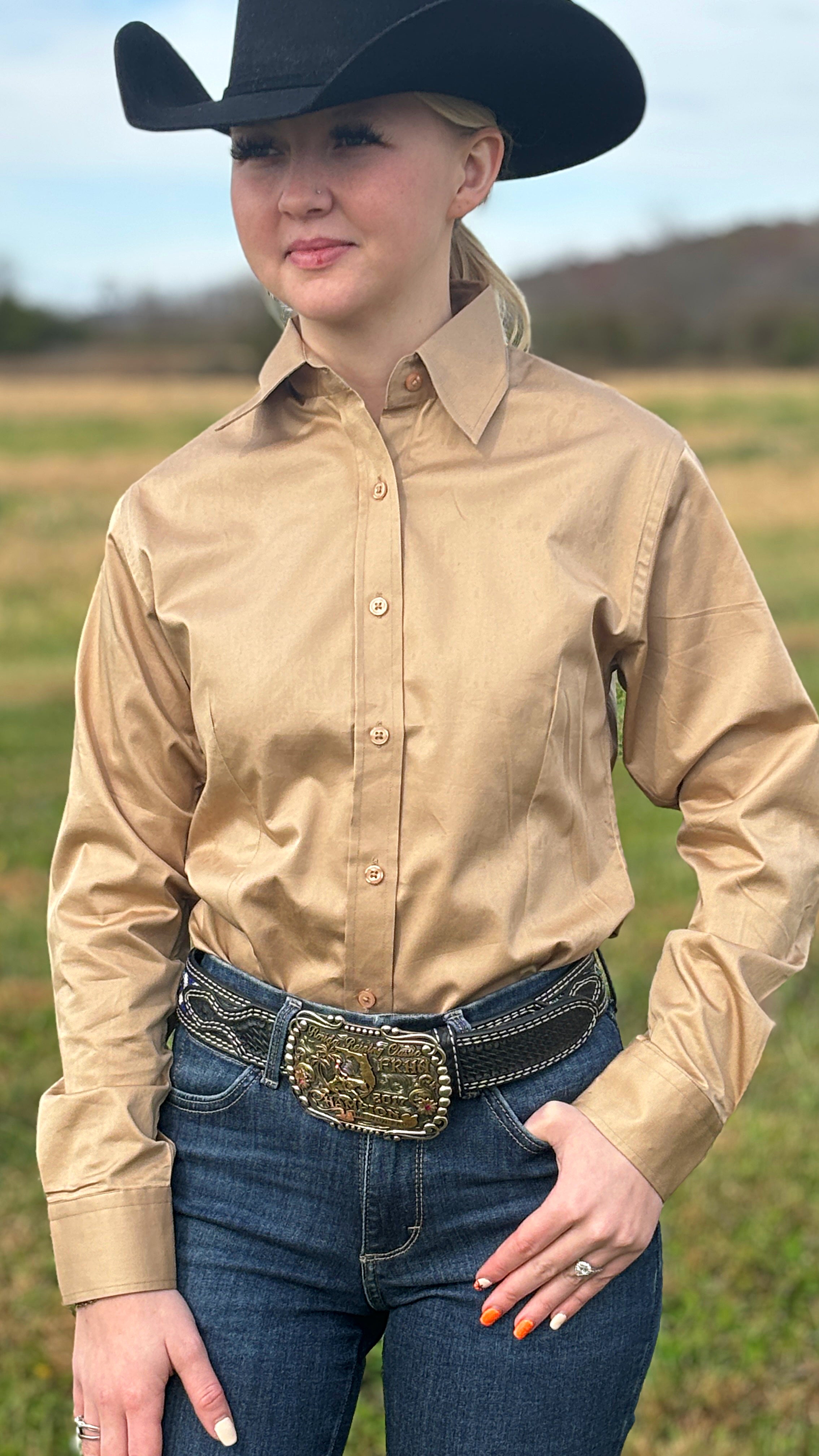 RHC Solid Button Down ~ Tan - Henderson's Western Store