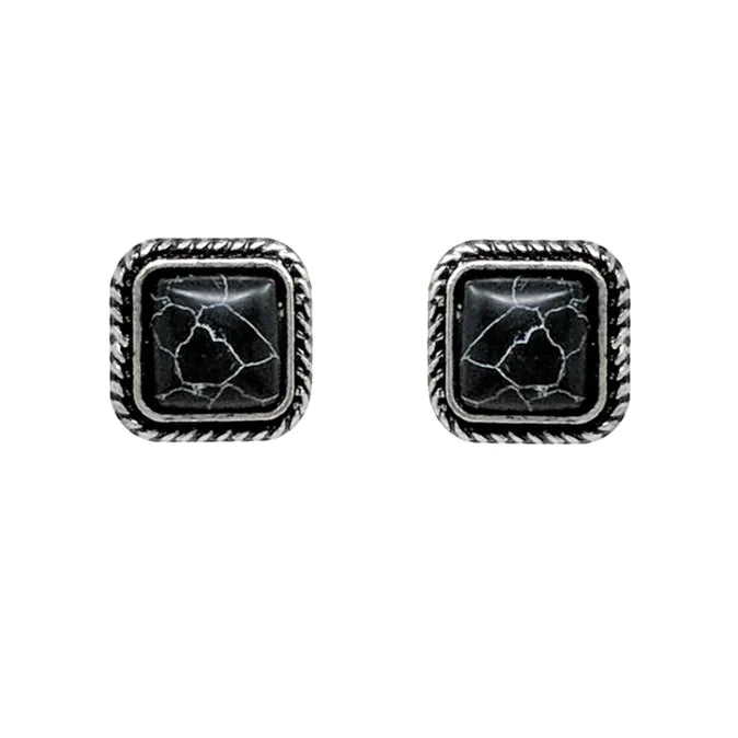 Western Navajo Square Earrings - Black - Henderson's Western Store