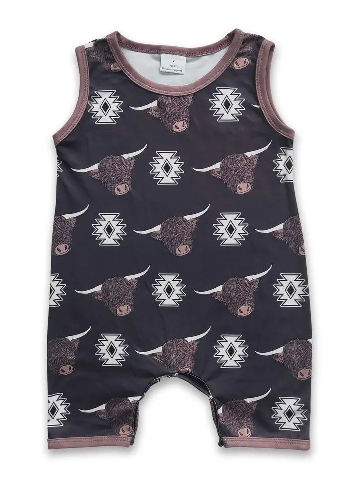 Highland Cow Romper ~ Brown