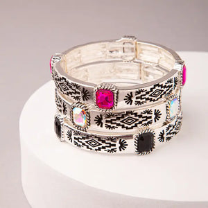Load image into Gallery viewer, Western Aztec Jeweled Pictograph Bracelet - Henderson&#39;s Western Store