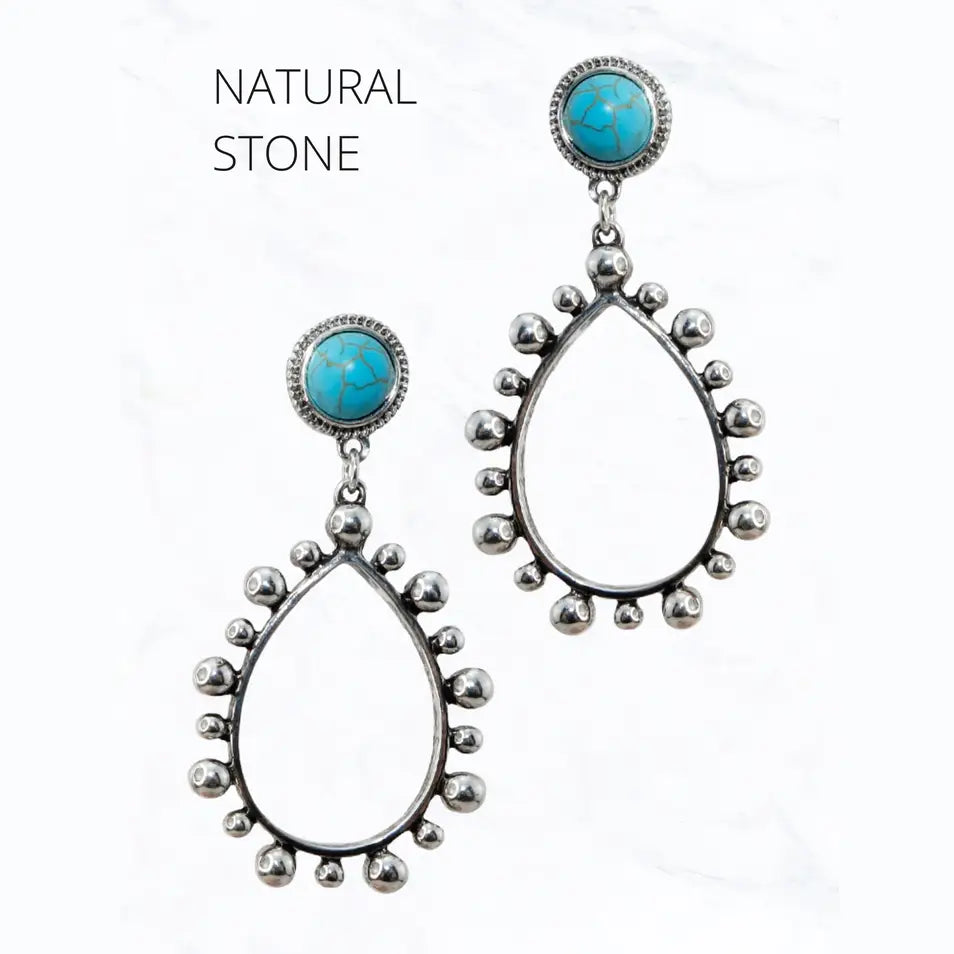 Western Teardrop Turquoise Post Earrings - Henderson's Western Store
