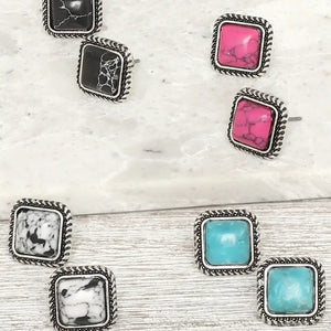 Load image into Gallery viewer, Western Navajo Square Earrings - Henderson&#39;s Western Store