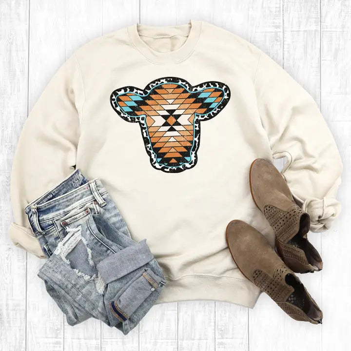 Cowhide Cow Head Sweatshirt