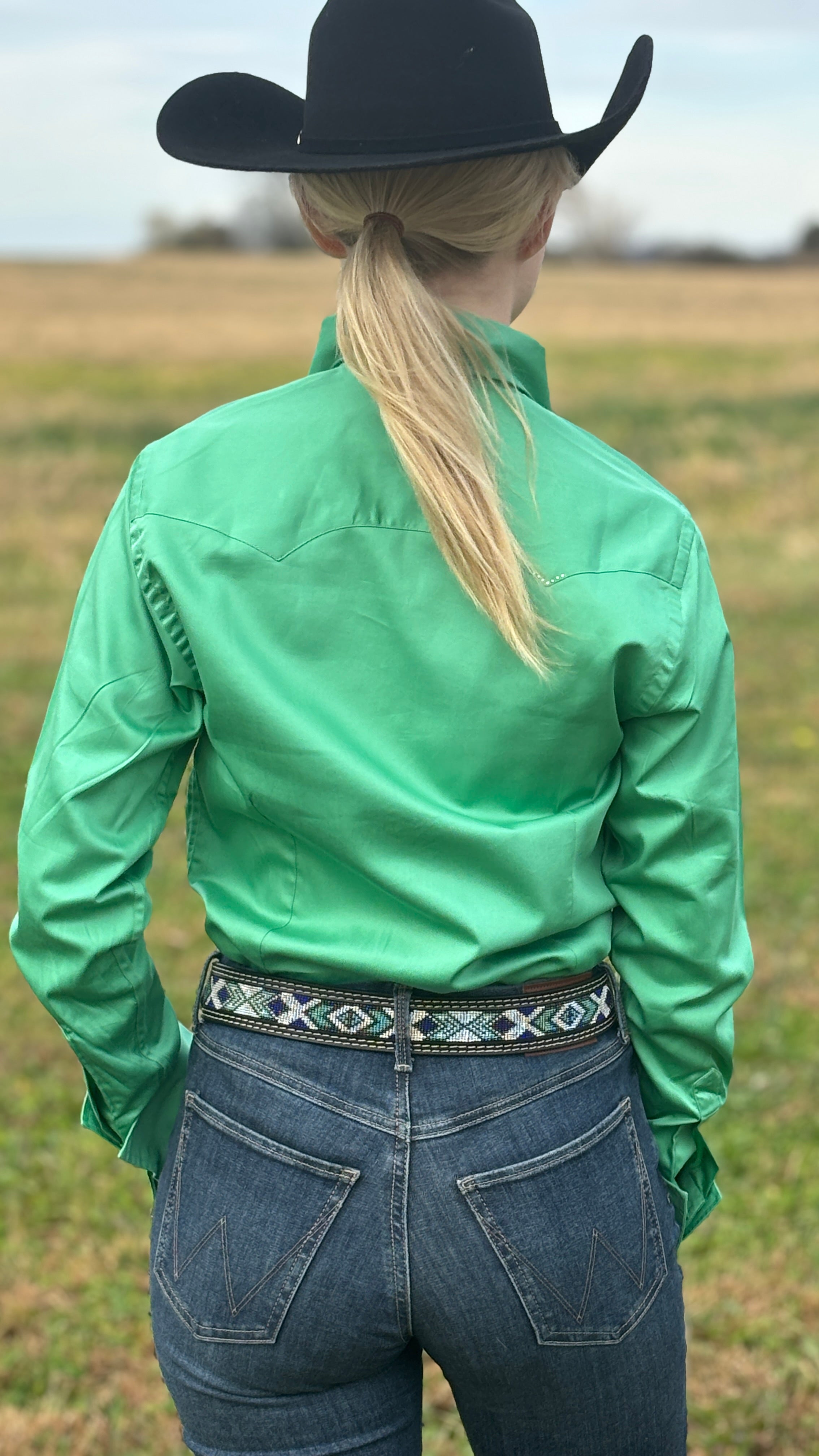 Sateen Solid Shirts ~ Apple Green - Henderson's Western Store