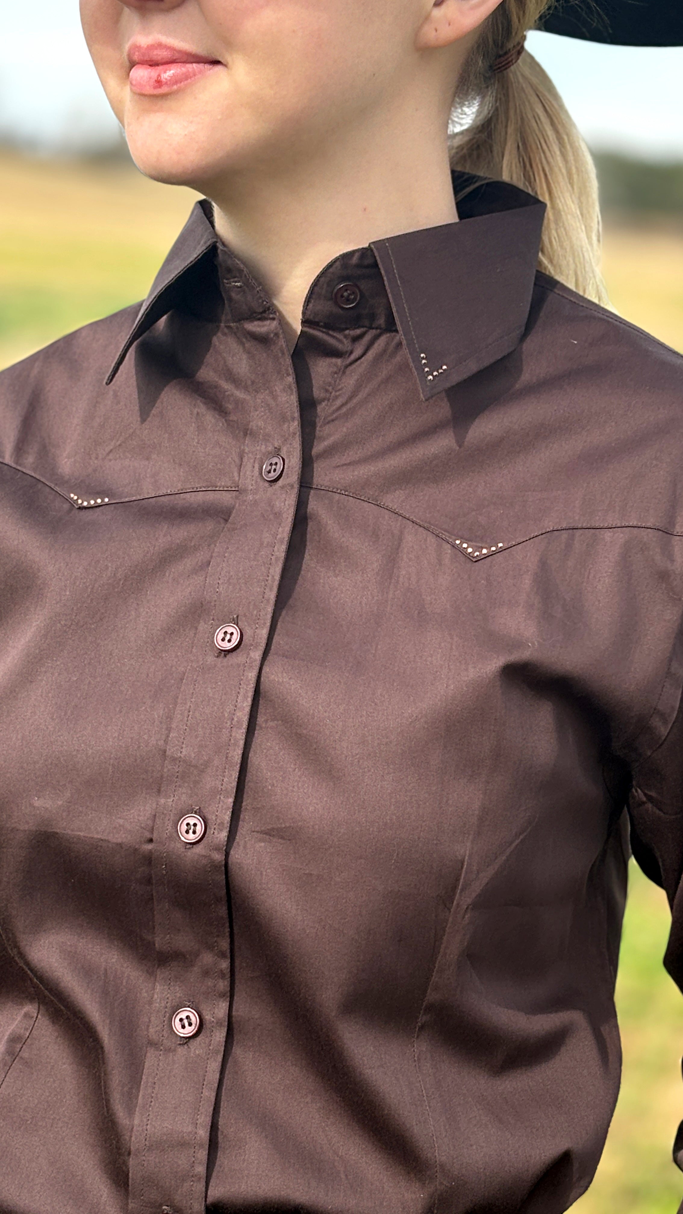 Sateen Solid Shirts ~ Chocolate - Henderson's Western Store