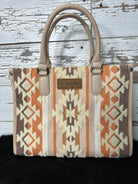 Wrangler Sherpa Aztec Canvas Tote/Crossbody - Tan - Henderson's Western Store
