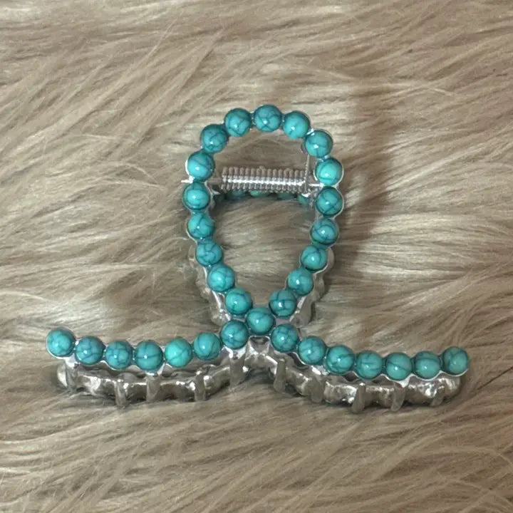 Turquoise Metal Claw Clip ~ Small - Henderson's Western Store