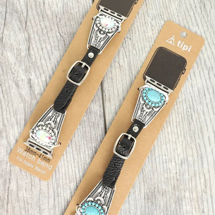 Western Floral Jeweled Concho Apple Watch Band - Henderson's Western Store