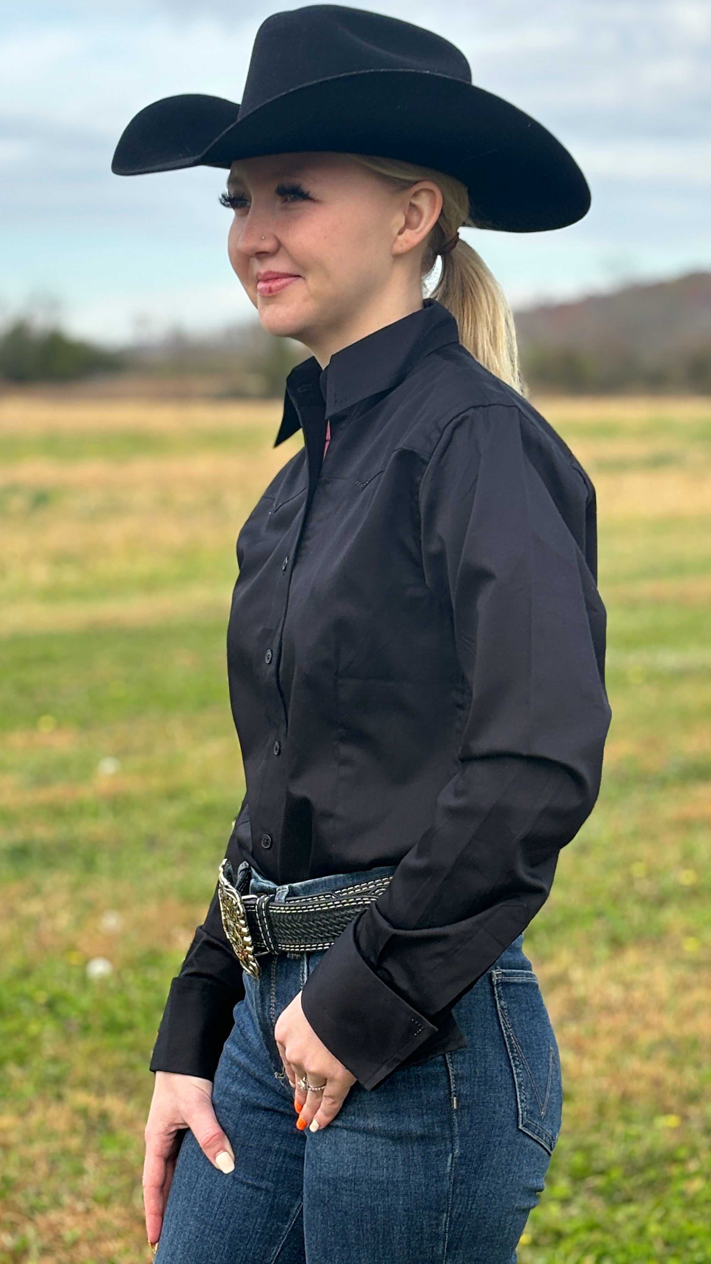 Sateen Solid Shirts ~ Black - Henderson's Western Store