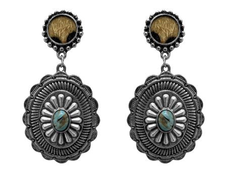 Western Style Concho Drop Statement Earrings - Henderson's Western Store