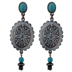 Load image into Gallery viewer, Western Style Copper Concho Drop Earrings - Henderson&#39;s Western Store