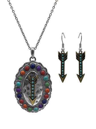 Western Style Arrow Pendant Necklace and Earrings Set - Henderson's Western Store