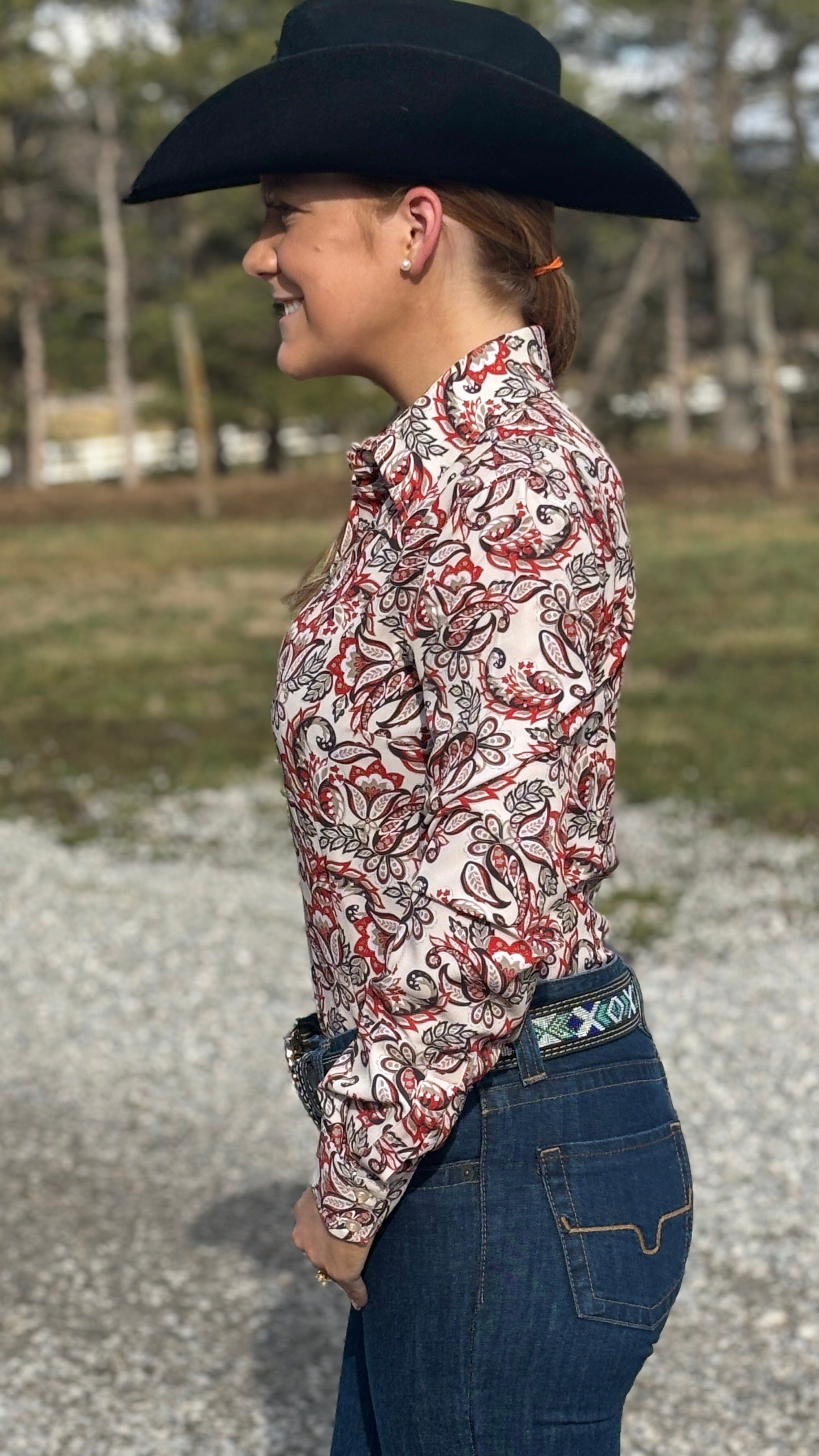 RHC Easy Care Show Shirt ~ Cream Paisley - Henderson's Western Store