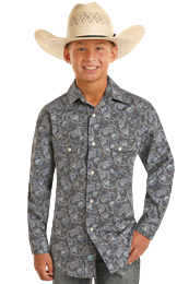 Boy's Paisley Print by Rock & Roll ~ Blue - Henderson's Western Store