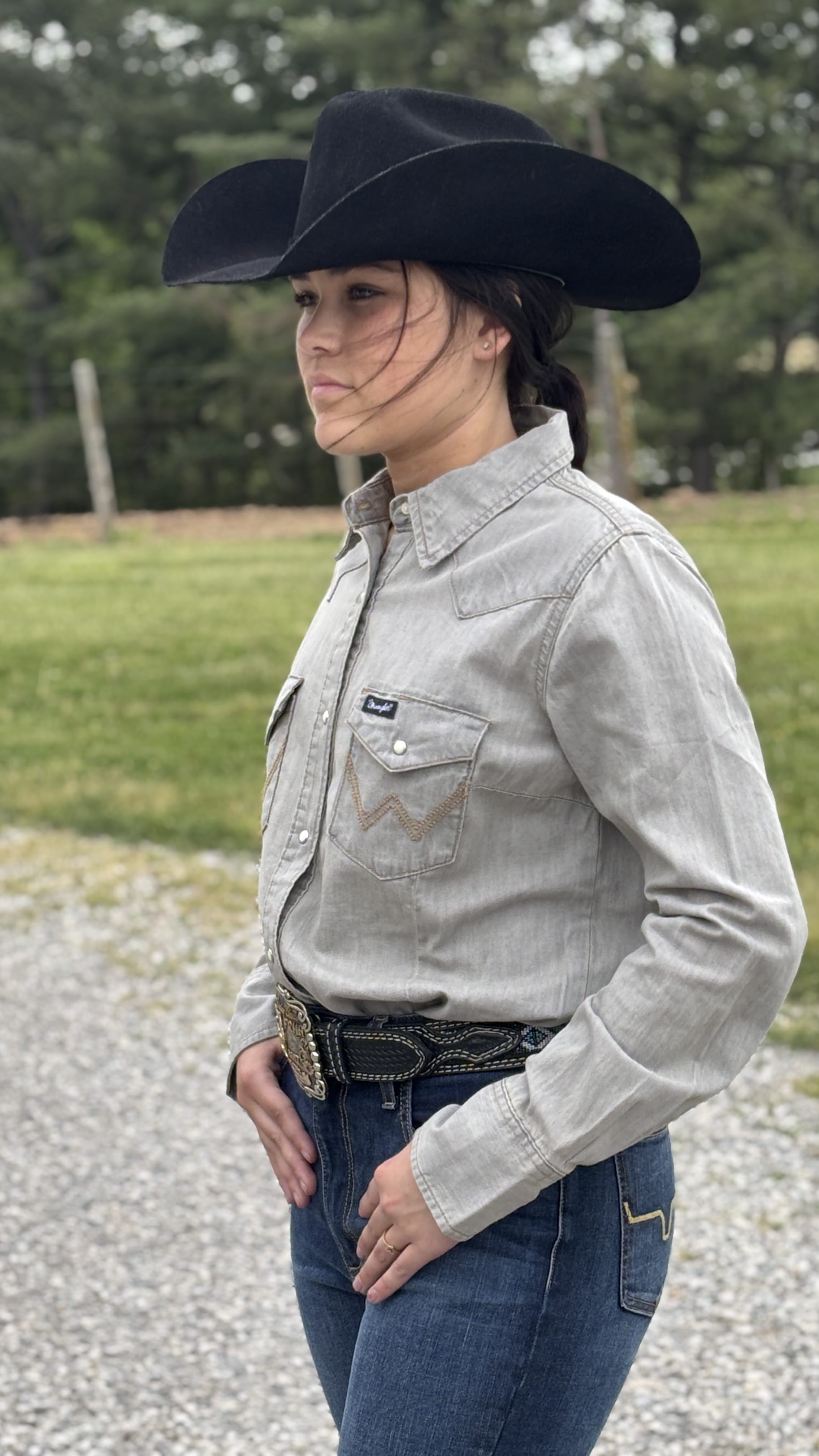 Wrangler Western Snap Work Denim Shirt - Henderson's Western Store