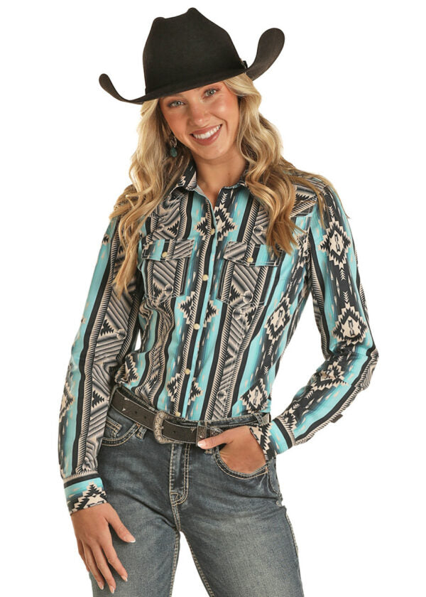 Ladies Aztec Print by Rock & Roll ~ Turquoise~ Only Large