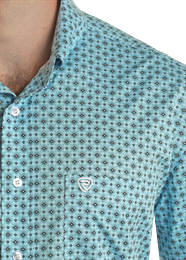 Load image into Gallery viewer, Men&#39;s Geo Print by Panhandle Slim ~ Turquoise - Henderson&#39;s Western Store