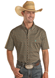 Men's Geo Print by Rock & Roll ~ Dark Brown - Henderson's Western Store