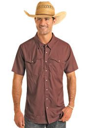 Men's Solid TekWestern Snap ~ Burgundy