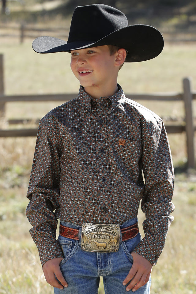 Boy's Cinch Geo Print ~ Brown