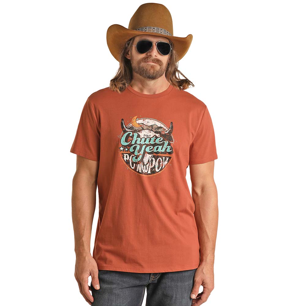 Rock & Roll's Dale Brisby Chute Yeah Tee ~ Rust - Henderson's Western Store