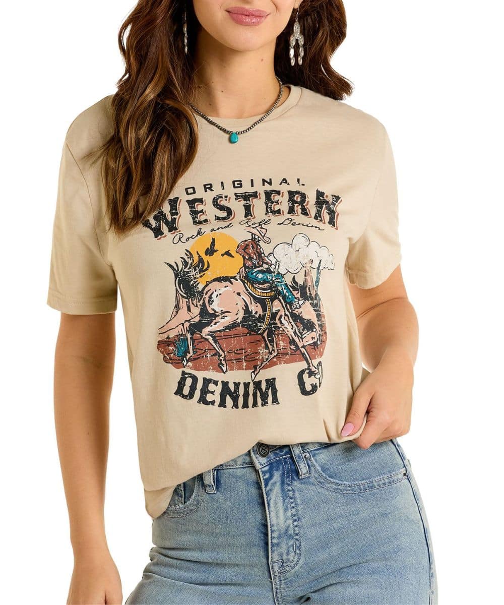 Rock & Roll Cowgirl Bronco Tee - Henderson's Western Store