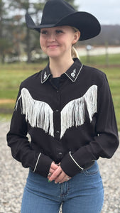 Load image into Gallery viewer, Ladies Wrangler Western Fringe Shirt